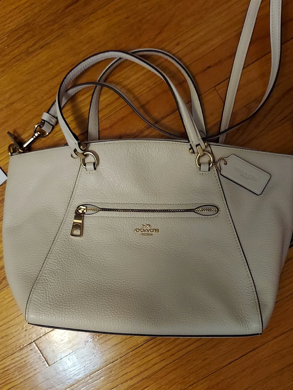 Coach Cream Pebbled Leather Satchel Tote